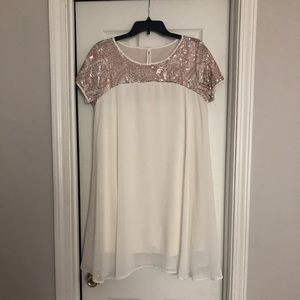 Vanilla Bay Cream with Rose Gold Sequins Dress: L